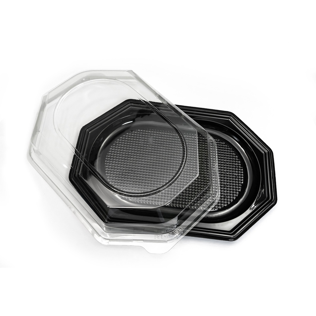 PLATOU NEGRU + CAPAC TRANSPARENT 35x25 CM