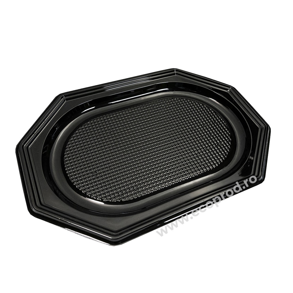 PLATOU NEGRU + CAPAC TRANSPARENT 55x36 CM