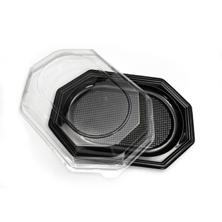 PLATOU NEGRU + CAPAC TRANSPARENT 55x36 CM